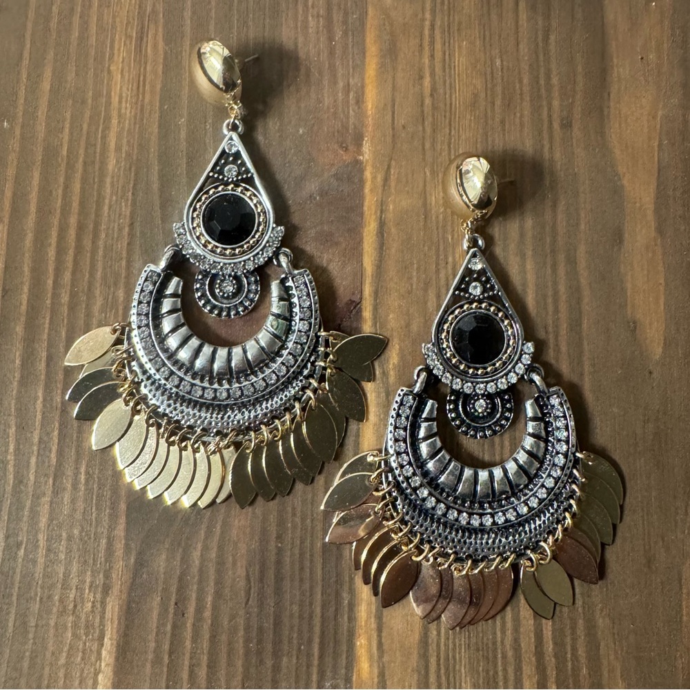 Mixed Metals Boho Chandelier Earrings